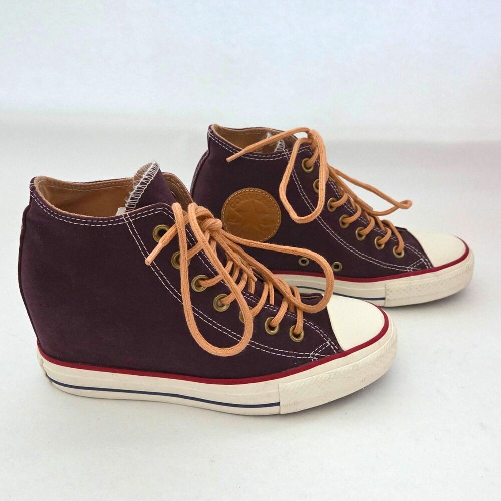 Converse Chuck Taylor All Star Lux Mid Wedge Lace Up Sneaker Burgundy Sz 7 Retro